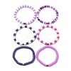 Handmade Polymer Clay Heishi Beads Stretch Bracelets Sets BJEW-JB05902-02-1