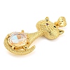 Rack Plating Brass Micro Pave Clear Cubic Zirconia Pendants ZIRC-L100-159G-3