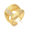 Double Layer Brass Micro Pave Cubic Zirconia Open Cuff Rings X-RJEW-U008-09G-1