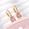 Flat Round Brass Micro Pave Cubic Zirconia Hoop Earrings EJEW-F384-03G-2
