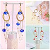 Natural Quartz Crystal Teardrop & Lampwork Mushroom Chandelier Earrings EJEW-SW00018-01-6
