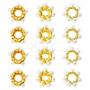 15Pcs 3 Styles Rack Plating Flower Brass Beads KK-CJ0002-66-1