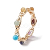 Round Natural Mixed Gemstone Bead Finger Ring RJEW-JR00723-1