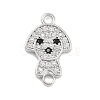 Brass Pave Clear & Black Cubic Zirconia Pet Puppy Connector Charms KK-Z061-01P-02-1