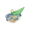 Flower Glass with Leaf Acrylic Charms HJEW-JM02572-02-5