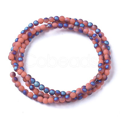 Electroplated Frosted Glass Bead Strands EGLA-G071-B03-1