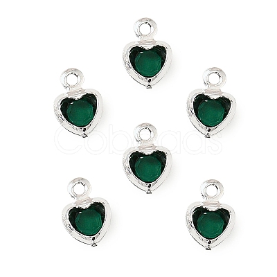 Heart Brass Glass Charms KK-S385-01S-06-1