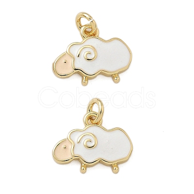 Brass Enamel Charms KK-P325-25G-1