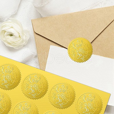 12 Sheets Self Adhesive Gold Foil Embossed Stickers DIY-WH0451-033-1