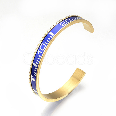 304 Stainless Steel Cuff Bangles BJEW-Q684-05G-1
