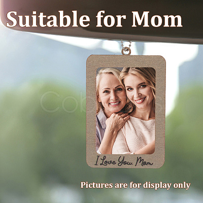 Rectangle with Word I Love You Mom Wood Hanging Photo Frame HJEW-SP0001-19B-1