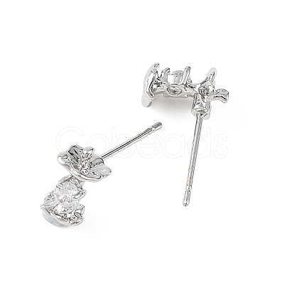SHEGRACE Apple Brass Micro Pave Clear Cubic Zirconia Stud Earrings XGRQ4N144-715P-1