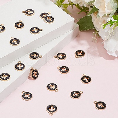 100Pcs Light Gold Plated Alloy Enamel Pendants ENAM-AR0001-75-1