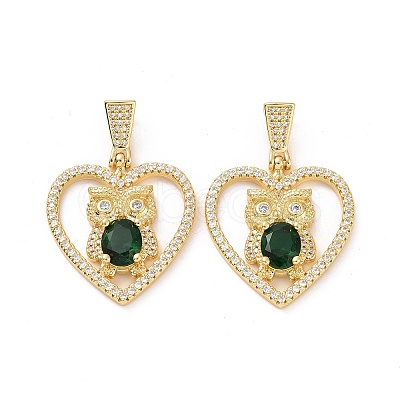 Brass Micro Pave Clear Cubic Zirconia Pendants ZIRC-F134-18G-02-1