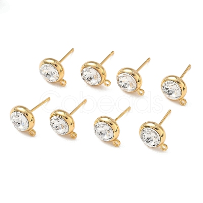 SHEGRACE Brass Rhinestone Flat Round Stud Earring Findings XGR0099G-120G-1