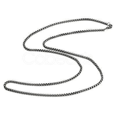 304 Stainless Steel Box Chain Necklace NJEW-D046-02B-1