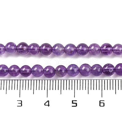 Natural Amethyst Round Bead Strands G-M212-4mm-01B-1