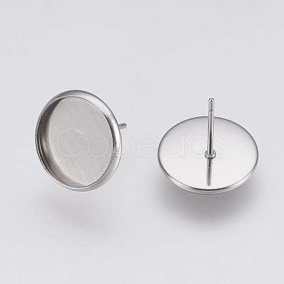 Non-Tarnish 202 Stainless Steel Stud Earring Settings LS-X-STAS-I088-E-02P-1