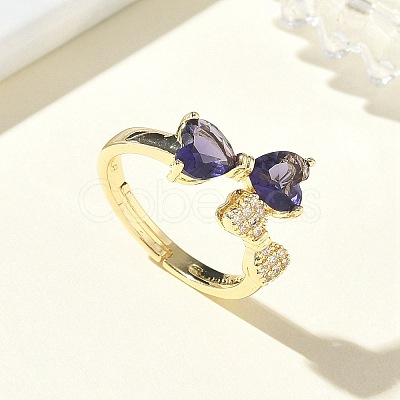 Brass & Cubic Zirconia Finger Rings CU-CBA7E55-12G-1
