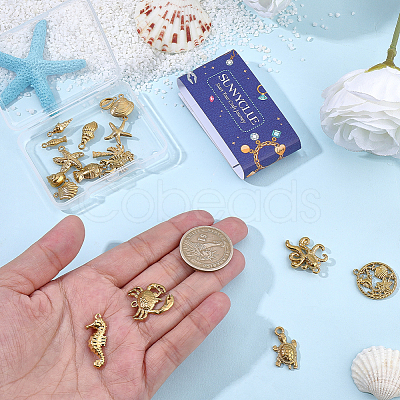 20Pcs 20 Styles Ocean Theme 304 Stainless Steel Pendants STAS-SC0021-12-1