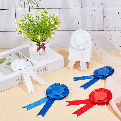 24Pcs 3 Colors Award Ribbon Shape Tinplate Badge Pins JEWB-CP0001-28-1