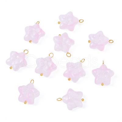 10Pcs Star with Bowknot Glass Pendants PALLOY-YW00059-02-1