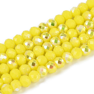AB Color Plated Opaque Glass Rondelle Beads Strands EGLA-T029-4mm-09D-1