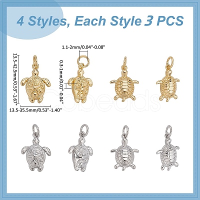 12Pcs 4 Styles Brass Pendants KK-ME0001-44-1