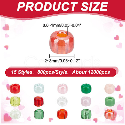 15 Colors Glass Seed Beads SEED-HY0001-15B-1