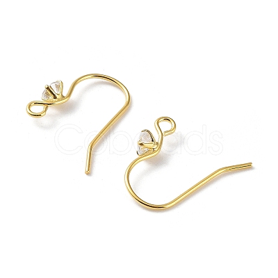 925 Sterling Silver with Clear Cubic Zirconia Earring Hooks STER-G036-16G-1