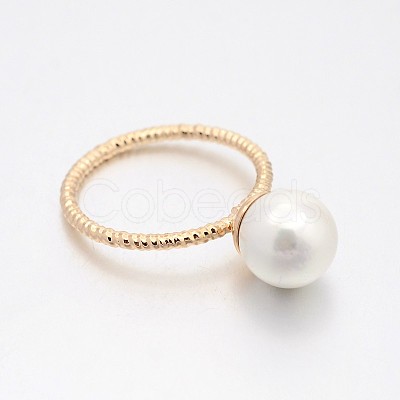 Brass Acrylic Pearl Finger Rings for Wedding Jewelry RJEW-J061-RG-1