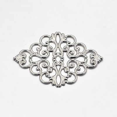 Brass Rhombus Filigree Findings KK-L056-02P-1