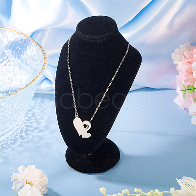 1Pc 302 Stainless Steel Heart Puzzle Pendant Cable Chain Lariat Y Necklaces for Women NJEW-TADJ0001-01P-1