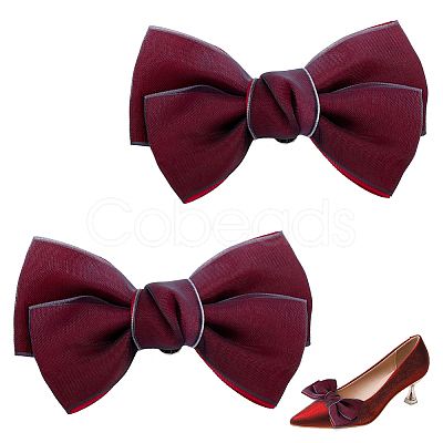 Polyester Bowknot Shoe Decorations AJEW-WH0323-25D-1