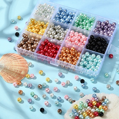 780Pcs 12 Colors Baking Paint Glass Pearl Beads HY-YW0001-03B-1