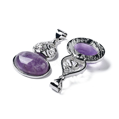 Natural Amethyst Oval Pendants G-A093-02P-02-1
