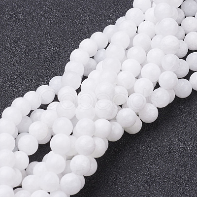 Natural White Jade Beads Strands X-GSR6mmC067-1