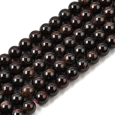Natural Garnet Gemstone Bead Strands X-G-R263-6mm-1