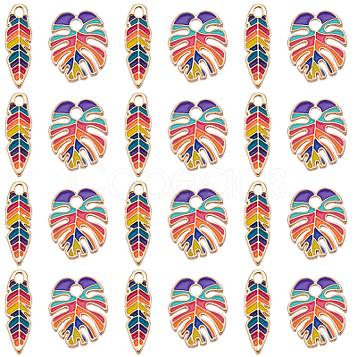 24Pcs 2 Style Alloy Enamel Pendants ENAM-SC0003-90-1