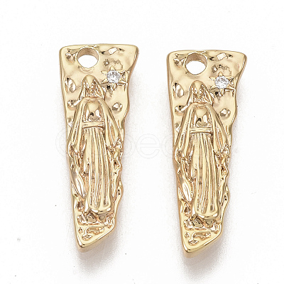 Brass Cubic Zirconia Pendants KK-T050-36G-NF-1