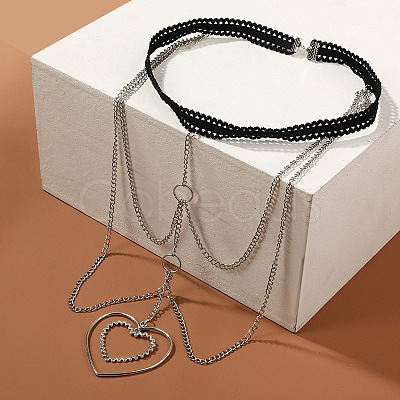 Alloy Sexy Hollow Elastic Multilayer Heart Chain FS-WGB5E69-01-1