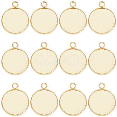 40Pcs 304 Stainless Steel Pendant Cabochon Settings STAS-BBC0006-24B-G-1