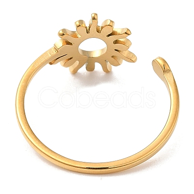 Ion Plating(IP) 304 Stainless Steel Sun Open Cuff Ring for Women RJEW-M149-05G-1