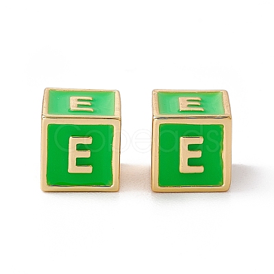 Rack Plating Brass Enamel Beads KK-B060-04G-02E-1