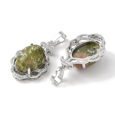 Natural Unakite Oval Pendants G-NH0025-15P-13-1
