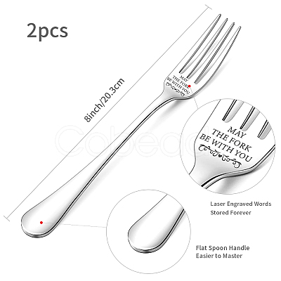 Word Pattern Stainless Steel Fork AJEW-WH0191-007-1