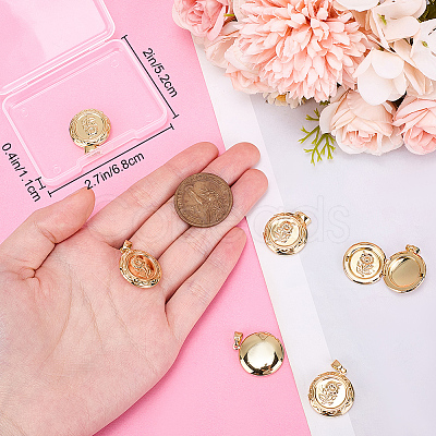 6Pcs Brass Locket Pendants KK-BBC0015-49-1