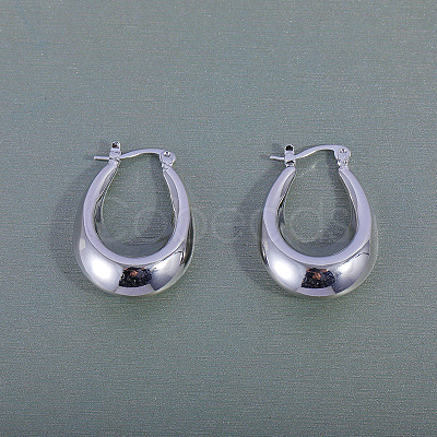 Shiny U-shaped Brass Hoop Earrings DA9481-1