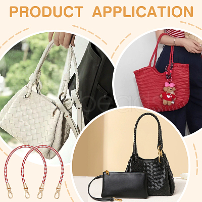 Two Tone Braided Round PU Leather Bag Straps DIY-WH0816-091A-KCG-1