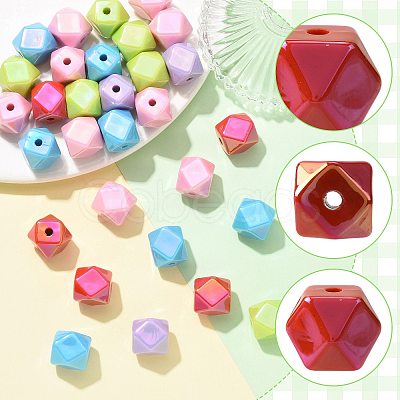50Pcs 5 Colors UV Plating Opaque Acrylic Beads OACR-FS0002-87-1